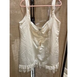 PEPPERMAYO White Lace Trim Satin Cami Slip Mini Dress Size 18 US